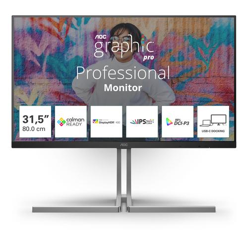 AOC U32U3CV computer monitor, 80 cm (31.5 inches), 3840 x 2160 pixels, 4K Ultra HD LCD, Black