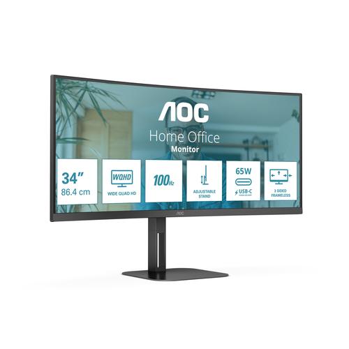 AOC V5 CU34V5C/BK/23 computer monitor, 86.4 cm (34"), 3440 x 1440 pixels, Wide Quad HD LED, Black