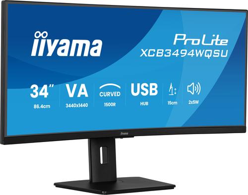 Iiyama ProLite XCB3494WQSU-B1 computer monitor, 86.4 cm (34"), 3440 x 1440 pixels UltraWide Quad HD LED Black