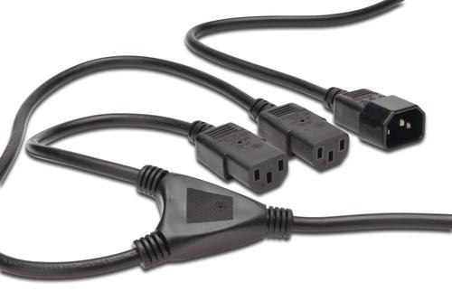 Digitus Y-Netzanschlusskabel (black, 1.70 meters, 2 cold device sockets)