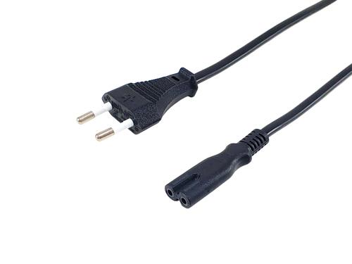 Equip Power cable 2-pin Euro - C7 Steel/Brass black 1.80m PVC polybag