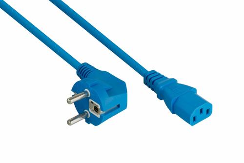 Kabelmeister Protection contact (90° turned) on C13 blue 3m