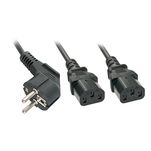 Lindy IEC-Y-Netzkabel Schuko on 2x C13 2m