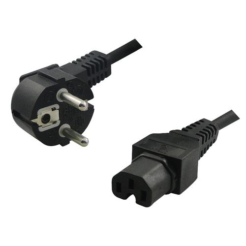 Logilink Warmgeräte Netzkabel Schuko 90° auf C15 gerade, 2m