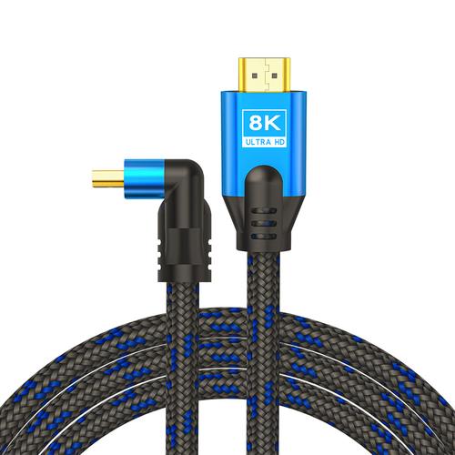 Savio CL-147 HDMI Cable v2.1, braided, 1.8m, copper, cotton braid, metal plugs, HDMI Type A (Standard) cable, Black, Blue