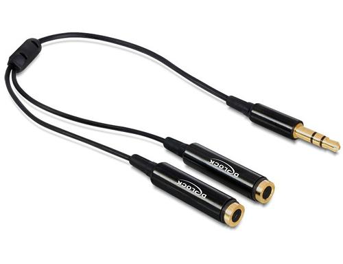 Delock 3.5 mm 3-pin audio splitter cable with dual 3.5 mm jack sockets