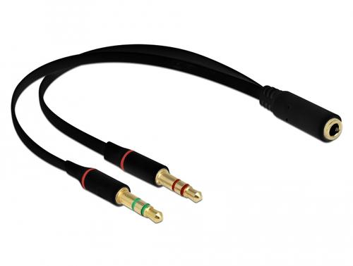 Delock Headset Adapter 1x 3.5mm jack socket 2x 3.5mm 3-pin plugs (black)