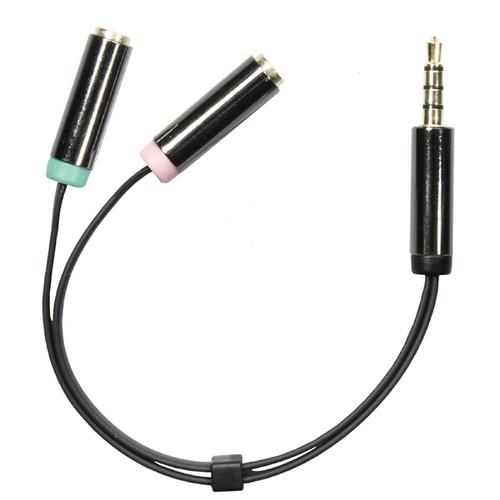 Deltaco AUD-201 audio cable, 0.1 m, 3.5mm, Black