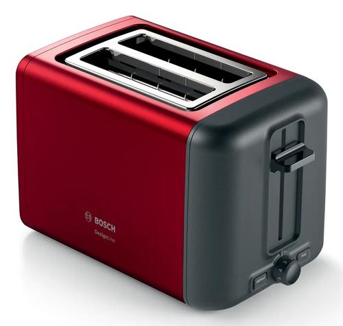 BOSCH TAT3P424DE Compact Toaster, DesignLine, red stainless steel