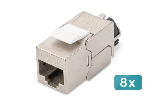 Digitus Cat.6a Keystone Module (silver, pack of 8, with intelligent cable management)