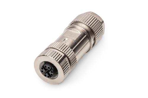 Digitus M12-Bulkhead X-coded IP67, Category 6A, field-terminated.