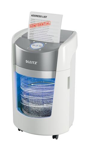 LEITZ IQ OptiMax Small Office 350 Micro Cut Paper Shredder Security P5 22L - White
