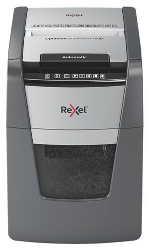 REXEL Optimum Auto+ 100M paper shredder Micro-cut shredding 55 dB 22 cm Black, Grey