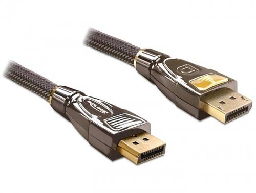 Delock DisplayPort Cable DP to DP, Stainless Steel, 2.00m, 4K Premium