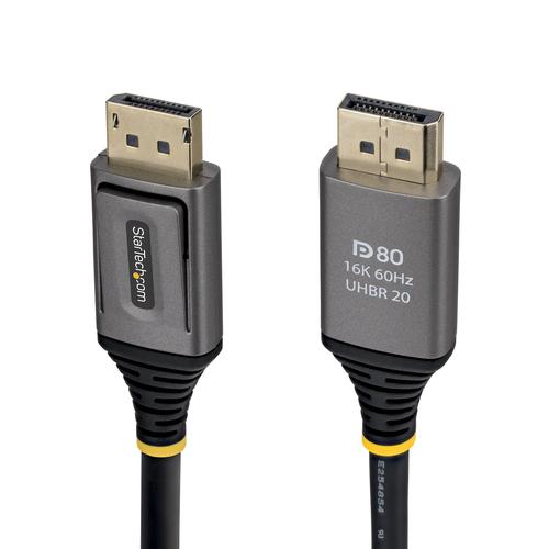 StarTech.com 2m DisplayPort 2.1 Cable, VESA Certified DP80 DisplayPort Cable, Uncompressed 10K/8K 60Hz, 16K 60Hz/8K 240Hz w/DSC 1.2a, DP 2.1 Monitor Cord