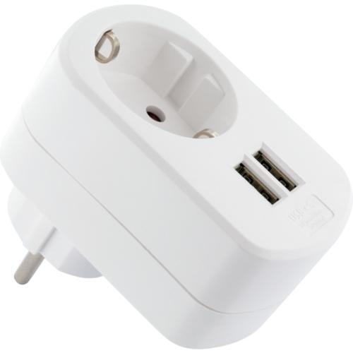 Schwaiger Charger with socket, 2x USB, 230V, 3400mA, White