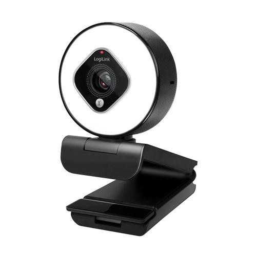 Logilink FHD Webcam 76° Dual-Micro Autofocus Ring Light Tripod