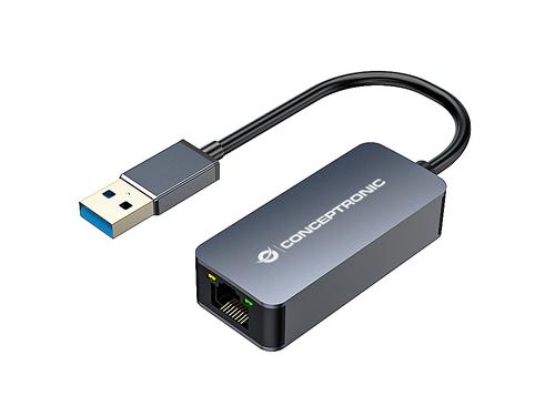 Conceptronic ABBY12G Gigabit Ethernet USB 3.0 adapter with USB hub, GbE