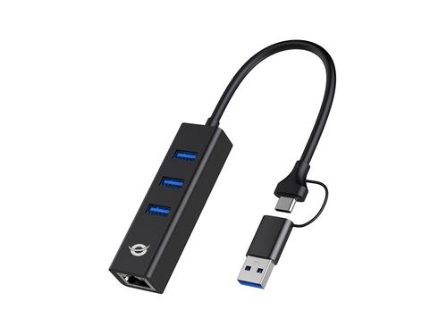 Conceptronic USB-C/-A3.0 to 3xUSB-A/GbE 5Gbps 0.18m sw Adapter