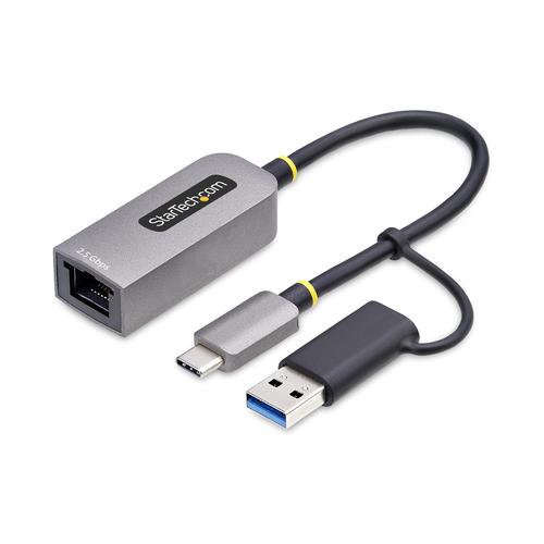 StarTech.com 2.5GbE USB-C to Ethernet Adapter with USB-A Converter, NBASE-T NIC, USB 3.0 Type-C 2.5/1G Multi-Speed Network, Thunderbolt Compatible, Windows AND Mac