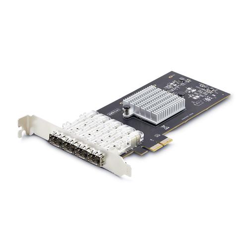StarTech.com 4-Port GbE SFP Network Card, PCIe 2.0 x2 (x4, x8, x16 Compatible), Intel I350-AM4 4x 1GbE Controller, 1000BASE Copper/Fiber Optic, Desktop/Server Quad-Port Gigabit Ethernet NIC - Windows