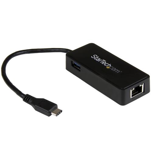 StarTech.com USB-C to Gigabit Network Adapter with Extra USB 3.0 Port - Black