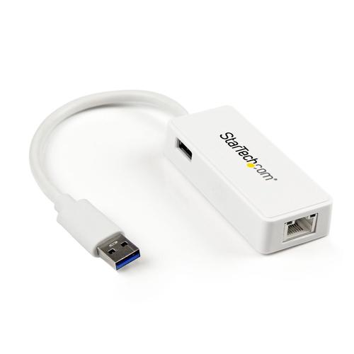 StarTech.com USB 3.0 to Gigabit Ethernet Adapter with USB Port - White