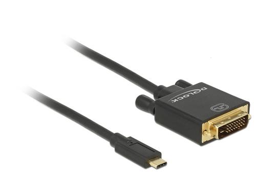 Delock USB-C cable Type C - DVI(24+1) Shielded/Unshielded 4K 30 Hz 1.0m sw