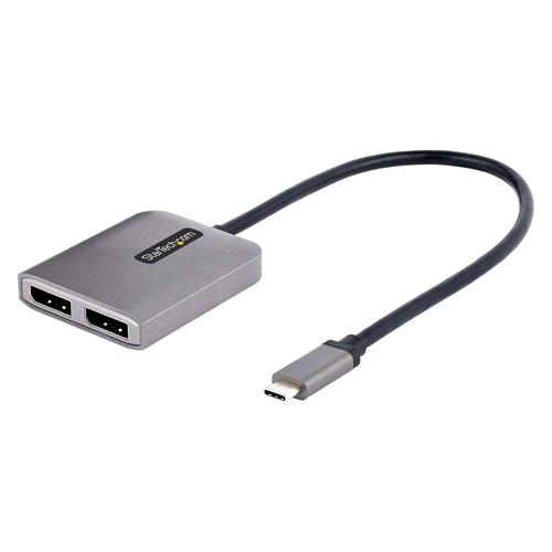 StarTech.com USB-C to Dual DisplayPort 1.4 Adapter, USB Type-C Multi-Monitor MST Hub, Dual 5K 60Hz DP Laptop Display Extender/Splitter, HDR, Extra-Long Built-In Cable—Windows Only