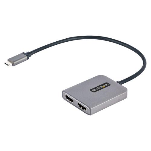 StarTech.com USB-C to Dual HDMI Adapter, USB Type-C Multi-Monitor MST Hub, Dual 4K 60Hz HDMI Laptop Display Extender / Splitter, HDR, Extra-Long Built-In Cable - Windows Only