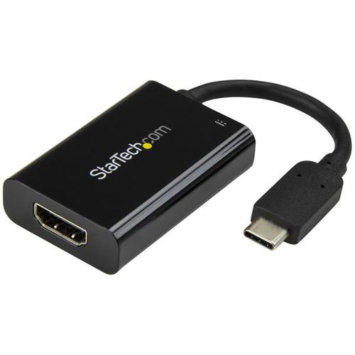 StarTech.com USB-C to HDMI 2.0 Adapter with Power Delivery – 4K 60Hz USB Type-C to HDMI Display Video Converter – 60W PD Pass-Through Charging Port – Thunderbolt 3 Compatible – Black