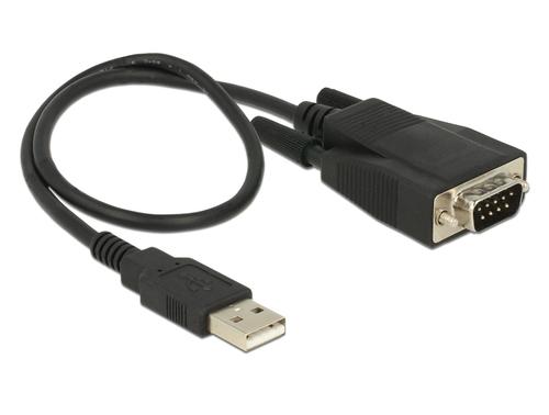 Delock USB 2.0 Adapter, USB-A Male to Serial RS-232 Male (black, 35cm, ESD surge protection)
