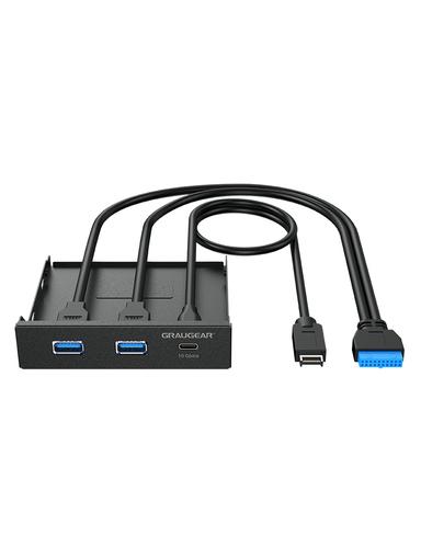 GRAUGEAR Multi Frontblende 3-Fach USB Hub, 1x USB-C, 2x USB-A retail