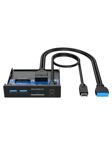 GRAUGEAR USB Hub with Card Reader, Multi Front Panel, Type-C USB Retail