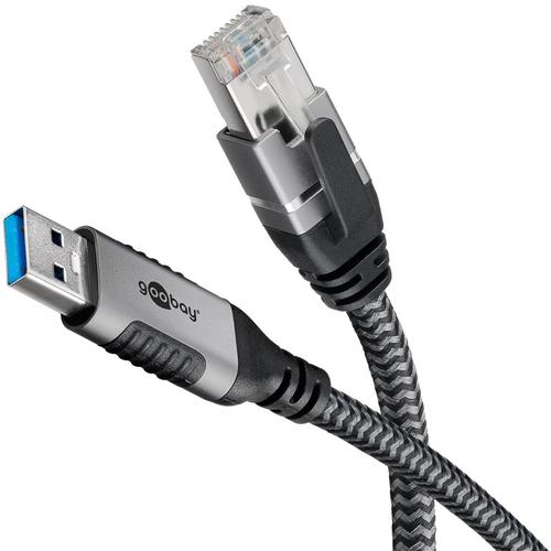 Goobay 70497 USB A to RJ-45 Gender Changer, Black, Silver