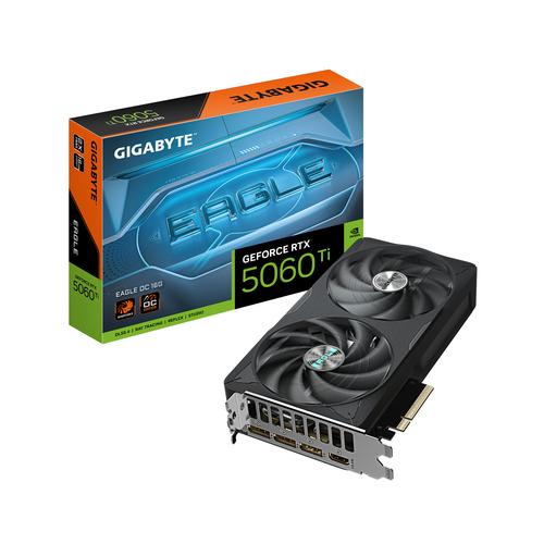 GIGABYTE GeForce RTX 5060 Ti EAGLE OC 16G Graphics Card - 16GB GDDR7, 128-bit, PCI-E 5.0, 2617MHz Core Clock, 3 x DisplayPort, 1 x HDMI, GV-N506TEAGLE OC-16GD