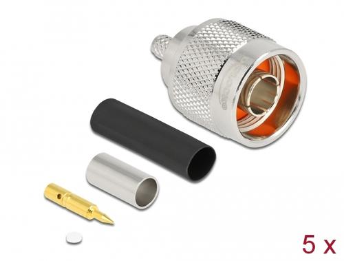 Delock N plug for crimping LMR 200, with a matching shrink tube