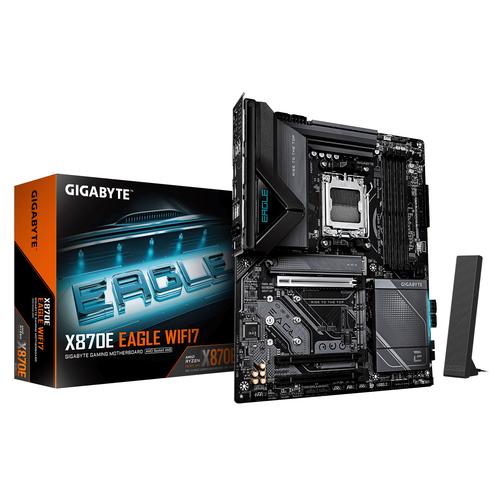 GIGABYTE X870E EAGLE WIFI7 Motherboard – Supports AMD Ryzen 9000 CPUs, 16+2+2 Phase Digital VRM, up to 8200Hz DDR5 (OC), 1xPCIe 5.0 + 3xPCIe 4.0, Wi-Fi 7, 5GbE LAN, USB 4
