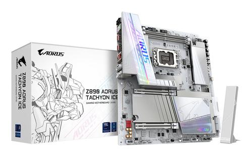 GIGABYTE Z890 AORUS TACHYON ICE Motherboard – Supports Intel Core Ultra (Series 2) CPUs, 18+1+2 phase VRM, up to 9500MHz DDR5 (O.C), 1xPCIe 5.0 + 3xPCIe 4.0, Wi-Fi 7, 5GbE LAN, USB 3.2 Gen 2x2