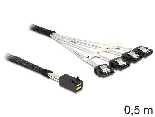 Delock SAS Cable Mini SAS HD - 4x SATA 7Pin St/St 0.50m