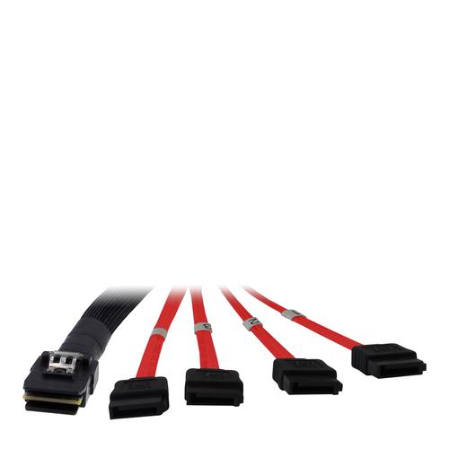 INTER-TECH SFF-8087 to 4x SATA Cable (black/red, 1 Meter, partially shielded)