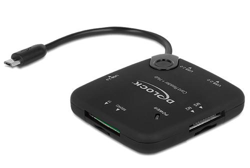 Delock USB Micro B Card Reader - 4in1 + 3-Port External OTG Hub