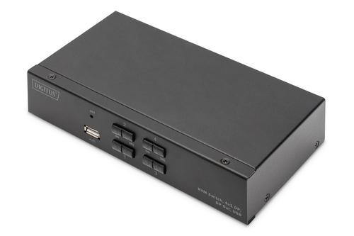 Digitus KVM Switch, 4K60Hz, 4x1 DP in, 1x DP USB out