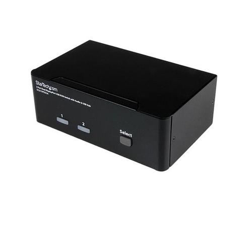 StarTech.com 2-Port Dual DisplayPort USB KVM Switch with Audio AND USB 2.0 Hub - TAA