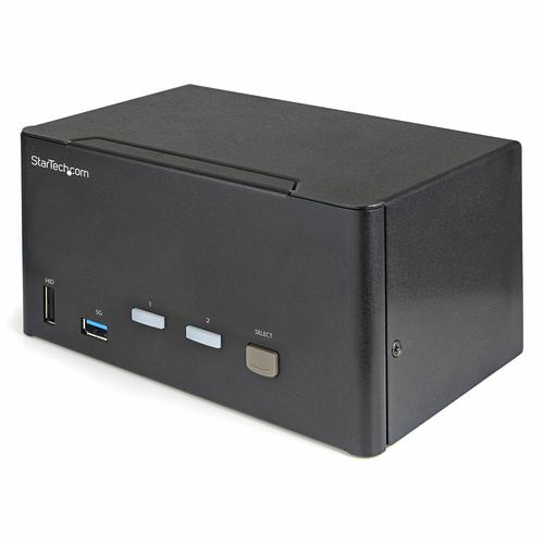 StarTech.com 2-Port Triple Monitor DisplayPort KVM Switch - 4K 60Hz UHD HDR - Desktop DP 1.2 KVM with 2-Port USB 3.0 Hub (5Gbps) AND 4x USB 2.0 HID Ports, Audio - Hotkey Switching - TAA
