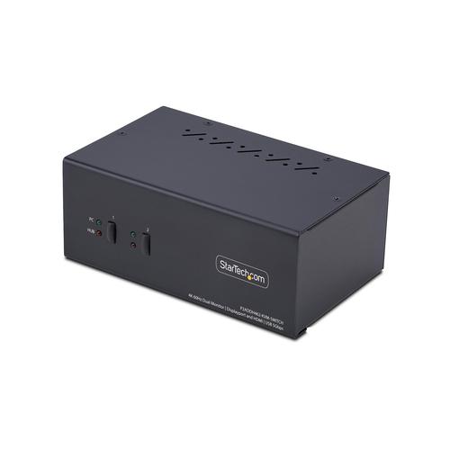 StarTech.com 2-Port Dual-Monitor DisplayPort and HDMI KVM Switch, 4K 60Hz, 1x HDMI AND 1x DP Monitor, 2-Port USB 5Gbps Hub, 2x USB HID Ports, TAA Compliant