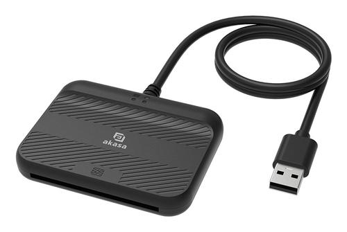 Akasa AK-CR-14BK smart card reader, indoor use, USB, USB 2.0, black