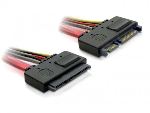 Delock SATA cable, SATA 22pin - SATA 22pin, straight/angled, 0.20m, red
