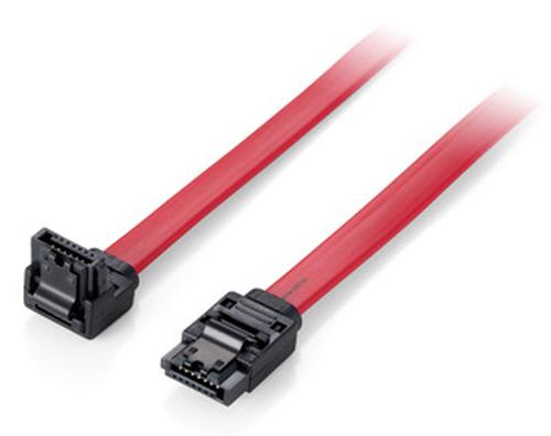 Equip SATA Cable 7-Pin to 7-Pin angled. 6Gbps 0.50m red PVC polybag
