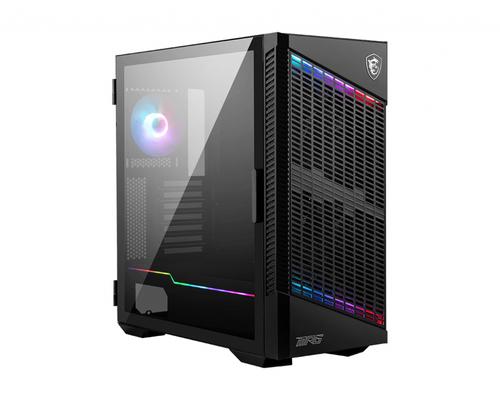 MSI MPG Velox 100P Airflow Mid-Tower Gaming Case, Black, with 3x 120mm Fans + 1x 120mm ARGB Fan, ARGB Light Strip, USB Type-C, 1x Tempered Glass Side Panel, Supports E-ATX, ATX, mATX, and mini-ITX Mot